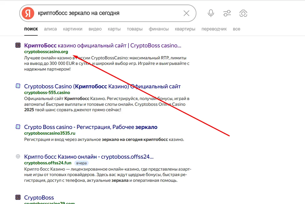 поиск нового зеркала Cryptoboss